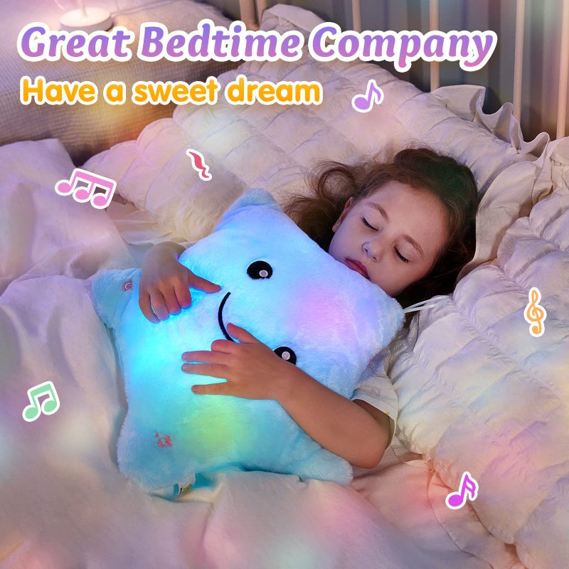 BSTAOFY 13â€˜â€™ Creative LED Musical Glow Twinkle Star Lullaby Light up Stuffed Animal Toys Soothe Kids Emotions Birthday Christmas for Toddlers Kids, Blue - Image 2